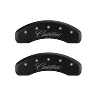 Thumbnail for MGP 4 Caliper Covers Engraved Front & Rear Cursive/Cadillac Red finish silver ch