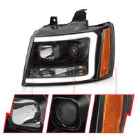 Thumbnail for ANZO 07-14 Chevy Tahoe Projector Headlights w/ Plank Style Design Black w/ Amber