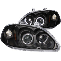 Thumbnail for ANZO 1996-1998 Honda Civic Projector Headlights w/ Halo Black