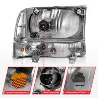 Thumbnail for ANZO 2000-2004 Ford Excursion Crystal Headlights Black