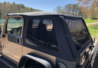 Thumbnail for Rampage 18-21 Jeep Wrangler (JL) Unlimited Frameless TrailView Fastback Soft Top Kit - Black Diamond