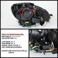 Thumbnail for Spyder Mercedes Benz C-Class 08-11 Projector Headlights Halogen - DRL Blk PRO-YD-MBW20408-DRL-BK