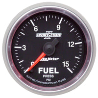 Thumbnail for Autometer Sport-Comp II 52mm 0-15 PSI Full Sweep Electronic Fuel Pressure Gauge