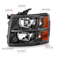 Thumbnail for ANZO 2007-2013 Chevrolet Silverado Crystal Headlights Black