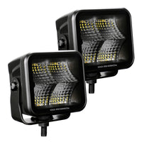 Thumbnail for Go Rhino Xplor Blackout Series Cube LED Flood Light Kit (Surface/Threaded Stud Mnt) 3x3 - Blk (Pair)
