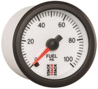 Thumbnail for Autometer Stack 52mm 0-100 PSI 1/8in NPTF Male Pro Stepper Motor Fuel Pressure Gauge - White