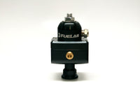 Thumbnail for Fuelab 575 High Pressure Adjustable Mini FPR Blocking 25-65 PSI (1) -6AN In (2) -6AN Out - Black