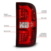 Thumbnail for ANZO 14-18 GMC Sierra 1500 LED Taillights Red/Clear