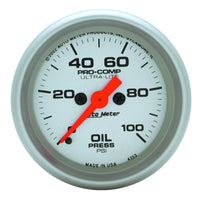 Thumbnail for Autometer Ultra-Lite 52mm 0-100 PSI Full Sweep Electronic Oil Pressure Gauge