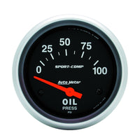 Thumbnail for Autometer Sport-Comp 66.7mm 0-100 PSI Short Sweep Electronic Oil Pressure Gauge
