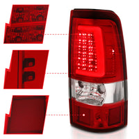 Thumbnail for ANZO 1999-2002 Chevy Silverado 1500 LED Taillights Plank Style Chrome With Red/Clear Lens