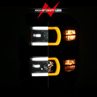 Thumbnail for Anzo 14-15 Chevy Silverado 1500 Black Dual Switchback+Sequential LED Tube Sq. Projector Headlights