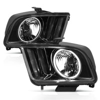 Thumbnail for ANZO 2005-2009 Ford Mustang Crystal Headlights w/ Halo Black (CCFL)