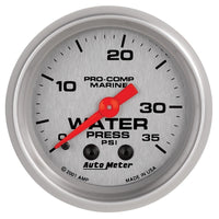 Thumbnail for Autometer Marine Silver 2-1/16in 35 PSI Mechanical Water Pressure Gauge