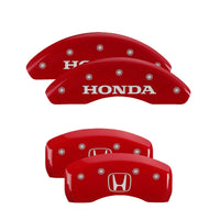 Thumbnail for MGP 4 Caliper Covers Engraved Front Honda Engraved Rear H Logo Red finish silver ch