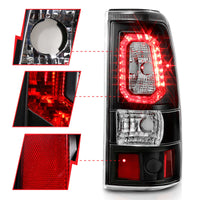Thumbnail for ANZO 1999-2002 Chevy Silverado 1500 LED Taillights Plank Style Black w/Clear Lens