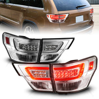 Thumbnail for ANZO 11-13 Jeep Grand Cherokee LED Taillights w/ Lightbar Chrome Housing/Clear Lens 4pcs