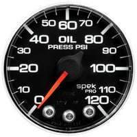 Thumbnail for Autometer Spek-Pro Gauge Oil Press 2 1/16in 120psi Stepper Motor W/Peak & Warn Blk/Chrm