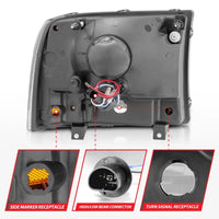 Thumbnail for ANZO 2000-2004 Ford Excursion Crystal Headlights Black w/ LED 1pc