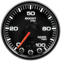 Thumbnail for Autometer Spek-Pro Gauge Boost 2 1/16in 100psi Stepper Motor W/Peak & Warn Blk/Blk