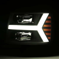 Thumbnail for AlphaRex 07-13 Chevy 1500HD PRO-Series Proj Headlight Plank Style Gloss Blk w/Activ Light/Seq Signal
