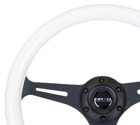 Thumbnail for NRG Classic Wood Grain Steering Wheel (350mm) Glow-In-The-Dark Blue Grip w/Black 3-Spoke Center