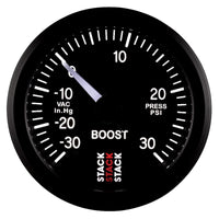 Thumbnail for Autometer Stack 52mm -30INHG to +30 PSI (Incl T-Fitting) Pro Stepper Motor Boost Press Gauge - Black