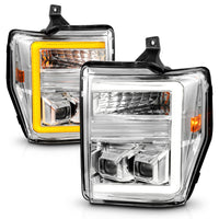 Thumbnail for ANZO 08-10 Ford F-250 - F-550 Super Duty Projector Headlights w/ Light Bar Switchback Chrome Housing