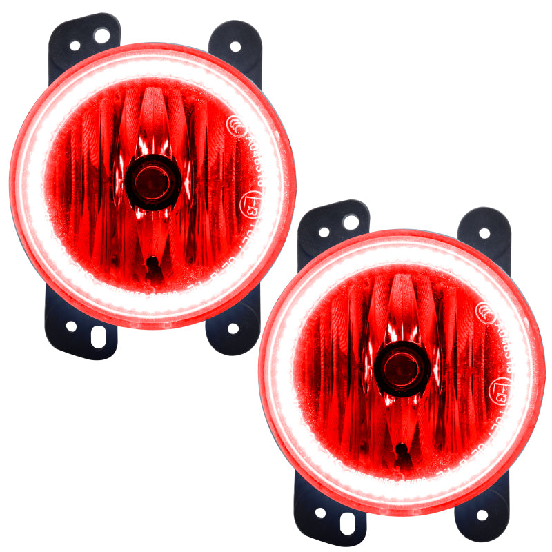 Oracle Lighting 10-15 Jeep Wrangler JK Pre-Assembled LED Halo Fog Lights -Red