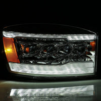 Thumbnail for AlphaRex 06-08 Dodge Ram 1500HD NOVA LED Proj Headlights Plank Style Blk w/Seq Signal/DRL/Amber LED