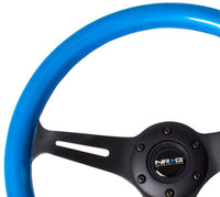 Thumbnail for NRG Classic Wood Grain Steering Wheel (350mm) Blue Pearl/Flake Paint w/Black 3-Spoke Center