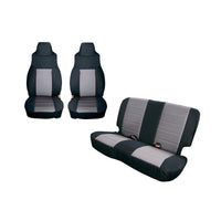Thumbnail for Rugged Ridge Seat Cover Kit Black/Gray 97-02 Jeep Wrangler TJ