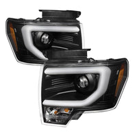 Thumbnail for Spyder Ford F150 09-14 Projector Headlights Halogen Model- Light Bar DRL Blk PRO-YD-FF15009-LBDRL-BK