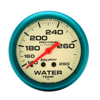 Thumbnail for Autometer Ultra-Nite 2-5/8in 140-280 Deg F Mechanical Glow In The Dark Water Temp Gauge