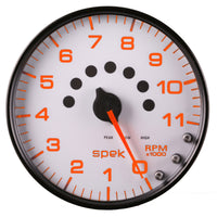 Thumbnail for Autometer Spek-Pro Gauge Tachometer 5in 11K Rpm W/Shift Light & Peak Mem White/Black