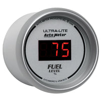Thumbnail for Autometer Ultra-Lite Digital 2-1/16in 0-280 OHM Silver Dial w/ Red LED Programmable Fuel Level Gage