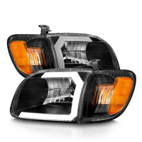 Thumbnail for ANZO 00-04 Toyota Tundra (Fits Reg/Acc Cab Only) Crystal Headlights w/Light Bar Black w/Corner Light