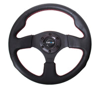 Thumbnail for NRG Reinforced Steering Wheel (320mm) Leather w/Red Stitch