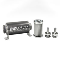 Thumbnail for DeatschWerks Stainless Steel 3/8in 5 Micron Universal Inline Fuel Filter Housing Kit (110mm)