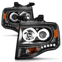 Thumbnail for ANZO 2007-2014 Ford Expedition Projector Headlights w/ Halo Black