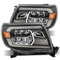 Thumbnail for AlphaRex 05-11 Toyota Tacoma LUXX Crystal Headlights Plank Style Design Black w/Activation Light/DRL