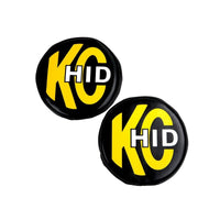 Thumbnail for KC HiLiTES 8in. Round Soft Cover HID (Pair) - Black w/Yellow Brushed KC Logo