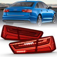 Thumbnail for ANZO 2012-2018 Audi A6 LED Taillight Black Housing Red/Clear Lens 4 pcs (Sequential Signal)