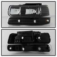 Thumbnail for Xtune Chevy TahOE 00-06 Amber Crystal Headlights w/ Bumper Lights Black HD-JH-CSIL99-SET-AM-BK
