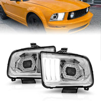 Thumbnail for ANZO 05-09 Ford Mustang (w/Factory Halogen HL Only) Projector Headlights w/Light Bar Chrome Housing