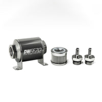 Thumbnail for DeatschWerks Stainless Steel 5/16in 10 Micron Universal Inline Fuel Filter Housing Kit (70mm)