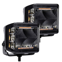 Thumbnail for Go Rhino Xplor Blackout Combo Series Cube Sideline LED Flood Lights w/Amber 4x3 - Blk (Pair)