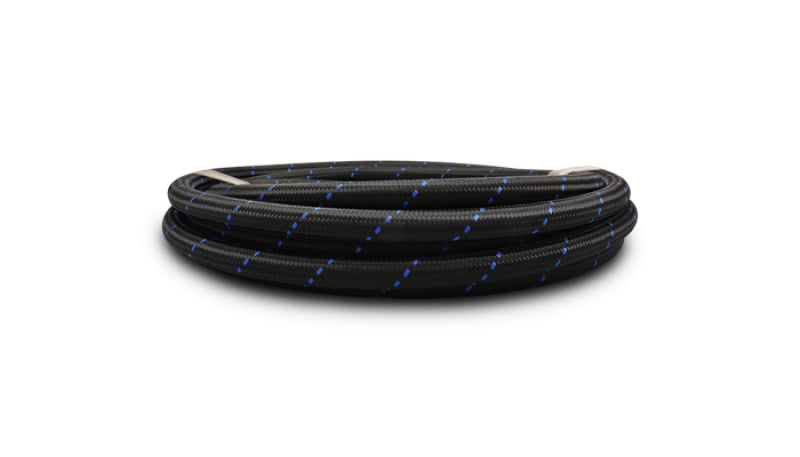 Vibrant -12 AN Two-Tone Black/Blue Nylon Braided Flex Hose (20 foot roll)
