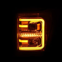 Thumbnail for ANZO 11-16 Ford F-250/F-350/F-450 Projector Headlights w/ Plank Style Switchback Chrome w/Amber