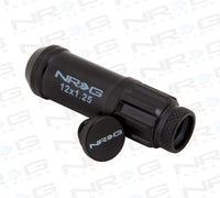 Thumbnail for NRG 700 Series M12 X 1.25 Steel Lug Nut w/Dust Cap Cover Set 21 Pc w/Locks & Lock Socket - Black